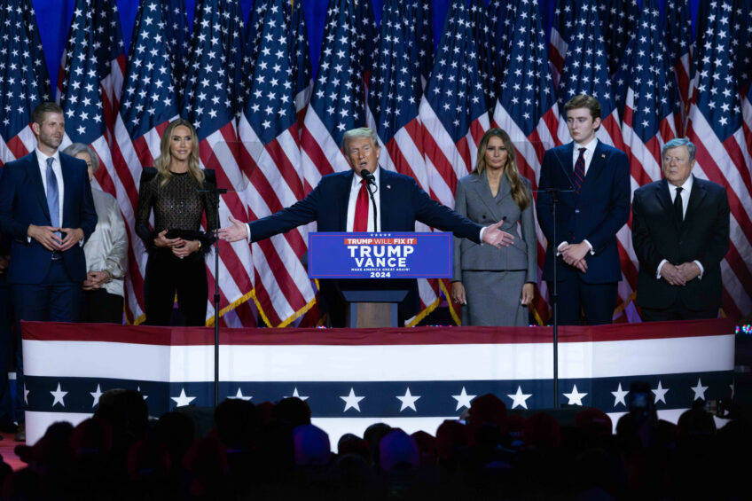 Donald Trump makes his acceptance speech at his Election Night Watch Party at the Palm Beach County Convention Center after being elected the 47th President of the United States on 5 November 2024. Photo: ANP